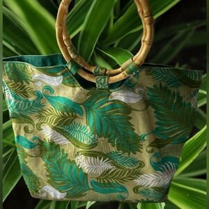 Nordstrom Fabric Reversible Tote with Bamboo Handles